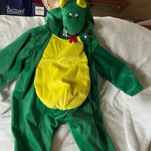 Kids Green Dragon Costume with Yellow Belly Hood
